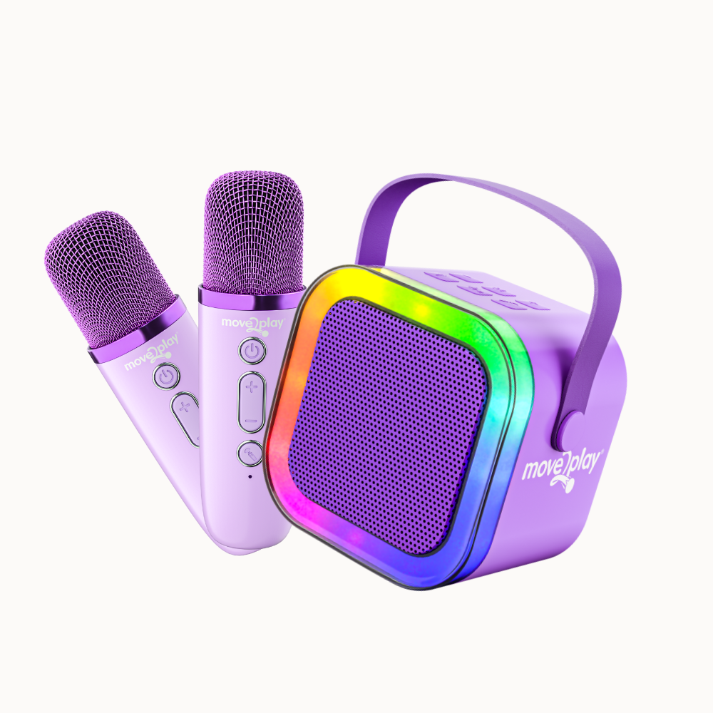 karaoke gear Move2Play, Mini Karaoke Machine for Kids | Includes 20+ Kids Songs | 2 Microphones | Connect with Bluetooth | Valentine'S Day & Birthday Gift