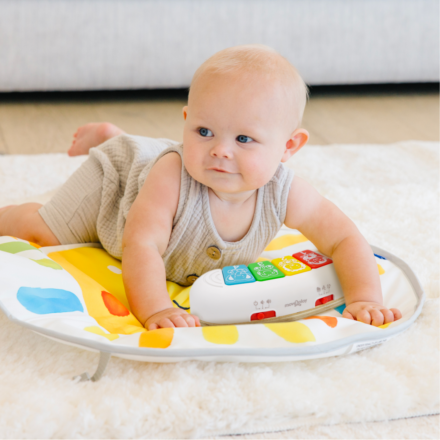 Move2Play 4 in 1 Baby Activity Center Montessori Inspired Design 8 Interactive Toys Tummy Time Exersaucer Jumper Toddler Table Baby